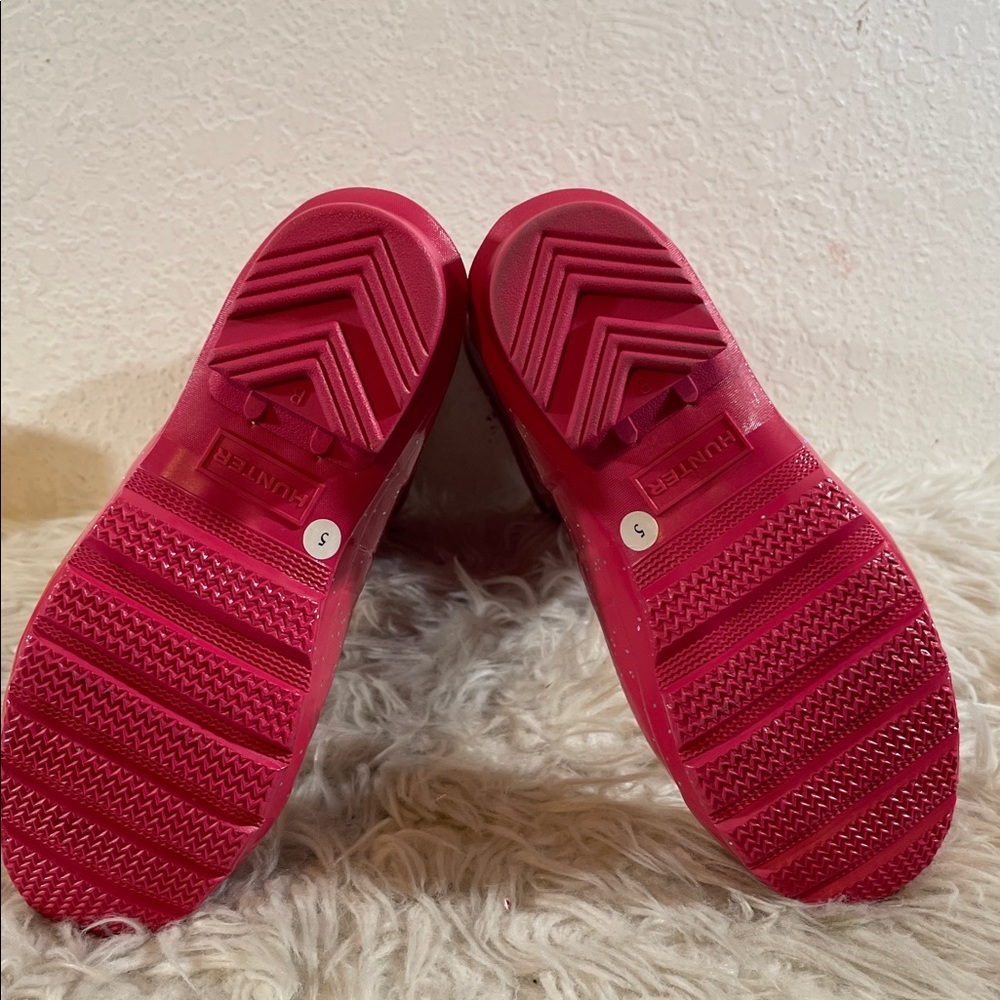 HUNTER Glitter Shiny Rain Boots Waterproof Pink Size 5 NEW - Picture 8 of 12